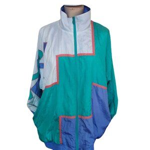 80s Fashion Trend Color Block Windbreaker Jacket Retro Fashion 1x